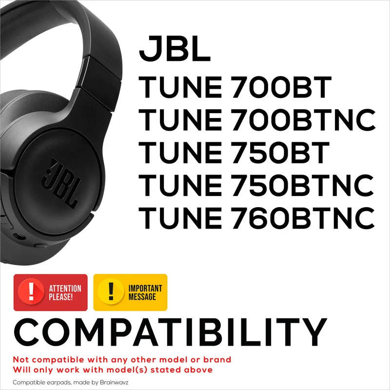 Cuscinetti auricolari ibridi per cuffie JBL TUNE 750BT, TUNE 760BTNC, TUNE 700BTNC, TUNE 700BT e TUNE 750BTNC, gel morbido e fresco, tessuto super morbido, pelle PU e memory foam