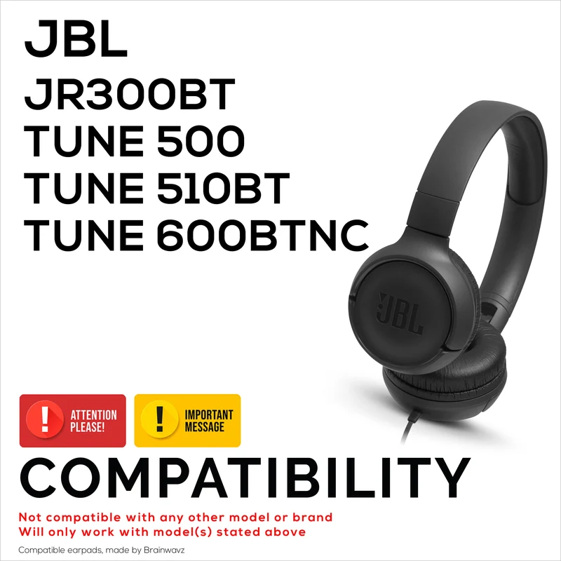 Cuscinetti auricolari ibridi per cuffie JBL JR300BT, TUNE 500, 510BT, 600BTNC, Cool Gel, tessuto super morbido, pelle PU e memory foam più spesso
