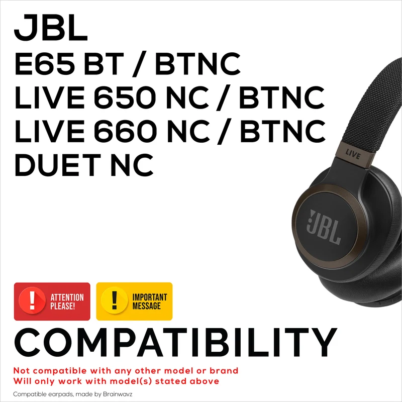 Cuscinetti auricolari ibridi per cuffie JBL E65 (E65BT E65BTNC), Live 650 (650NC 650BTNC), Live 660 (660NC 660BTNC) e Duet NC, Cool Gel, tessuto super morbido, pelle PU e memory foam più spesso