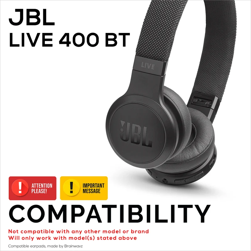 Cuscinetti auricolari sostitutivi per cuffie JBL Live 400BT - Pelle PU e memory foam