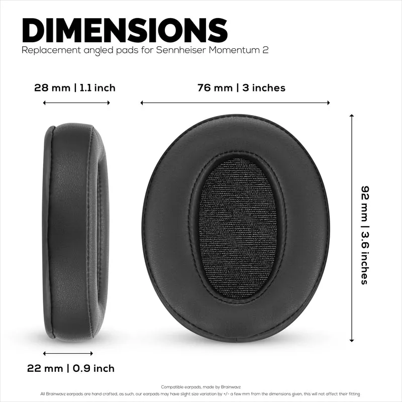 Cuscinetti auricolari sostitutivi per cuffie SENNHEISER Momentum 2 - morbida pelle PU e memory foam