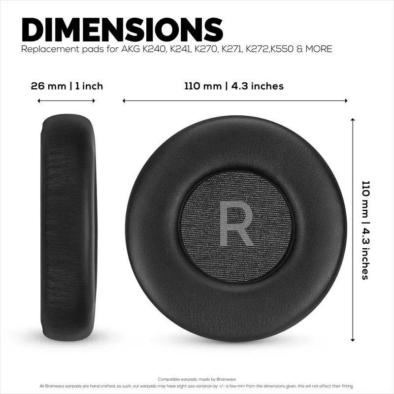 Cuscinetti auricolari di ricambio per cuffie AKG K240, K241, K270, K271, K272, K550, K551, K553 MKII MKIII - morbida pelle PU e memory foam