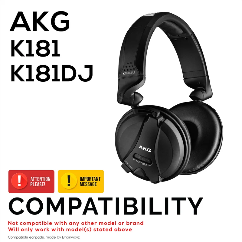 Cuscinetti auricolari sostitutivi per cuffie AKG K181 - morbida pelle PU e morbida schiuma