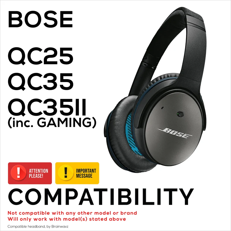 Kapalit na Headband para sa Bose QuietComfort QC25, QC35, QC35II at QC35II Headphones - Soft PU Leather at Foam