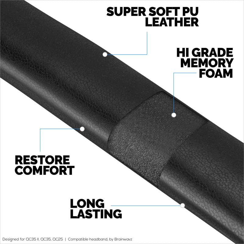 Kapalit na Headband para sa Bose QuietComfort QC25, QC35, QC35II at QC35II Headphones - Soft PU Leather at Foam