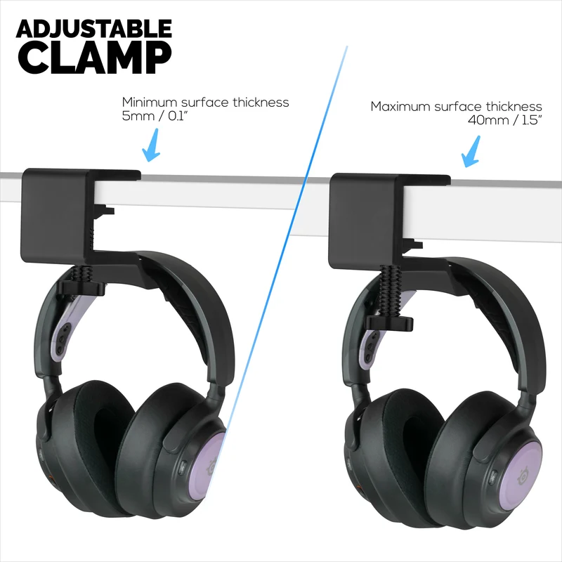 Brainwavz Paw - Under Desk Headphone Hanger Stand, Screw In Place, Madaling I-install gamit ang Adjustable Mounting Clamp, Angkop para sa Lahat ng Headset