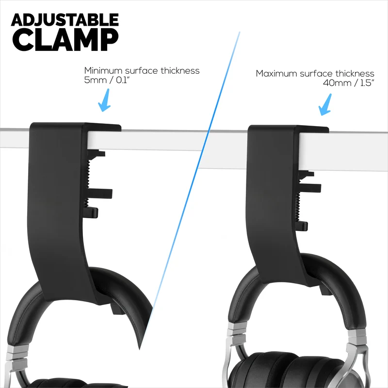 Brainwavz Claw - Under Desk Headphone Hanger Stand, Screw in Place, Madaling I-install na may Adjustable Mounting Clamp, Angkop para sa Lahat ng Headset