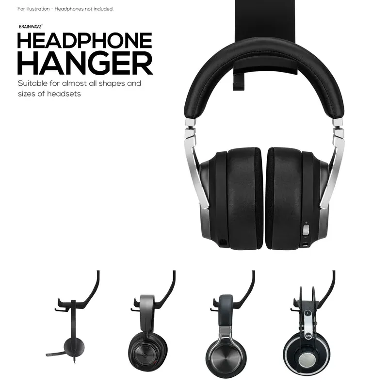 Brainwavz Claw - Under Desk Headphone Hanger Stand, Screw in Place, Madaling I-install na may Adjustable Mounting Clamp, Angkop para sa Lahat ng Headset