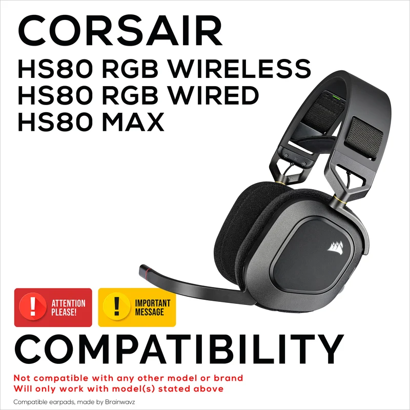 Cuscinetti auricolari ibridi per cuffie da gioco Corsair HS80 RGB wireless, cablate e HS80MAX, gel morbido e fresco, tessuto super morbido, con pelle PU e memory foam più spessa