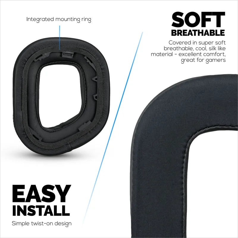 Cuscinetti auricolari ibridi per cuffie da gioco Corsair HS80 RGB wireless, cablate e HS80MAX, gel morbido e fresco, tessuto super morbido, con pelle PU e memory foam più spessa