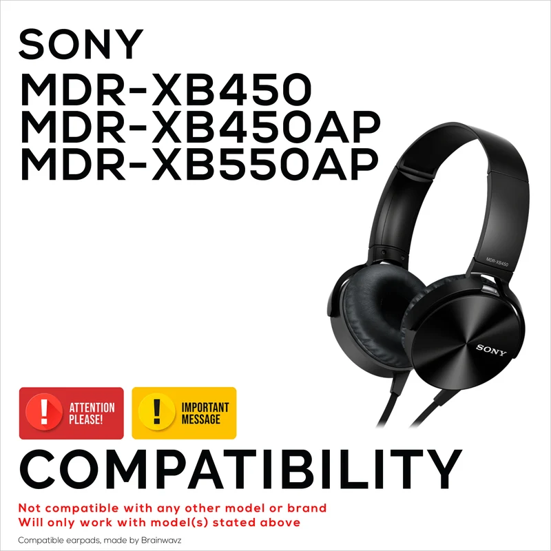 Mga Kapalit na Earpad para sa SONY MDR-XB450, XB450AP, XB550AP Headphones - Soft PU Leather at Memory Foam