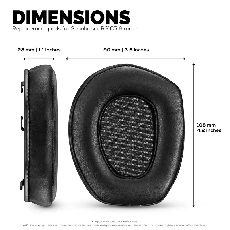 Cuscinetti in pelle di pecora per cuffie SENNHEISER RS165, RS175, RS185 e RS195 - Cuscinetti auricolari in vera pelle morbida e memory foam di alta qualità, HDR165, HDR175, HDR185, HDR195