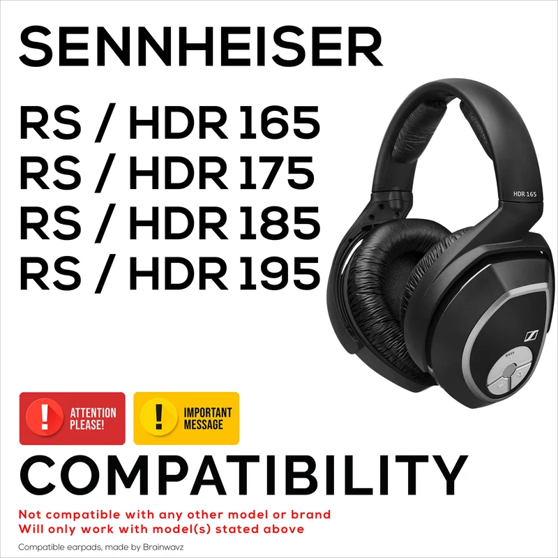 Cuscinetti di ricambio per cuffie SENNHEISER RS165, RS175, RS185 e RS195 - Morbida pelle PU e morbida schiuma