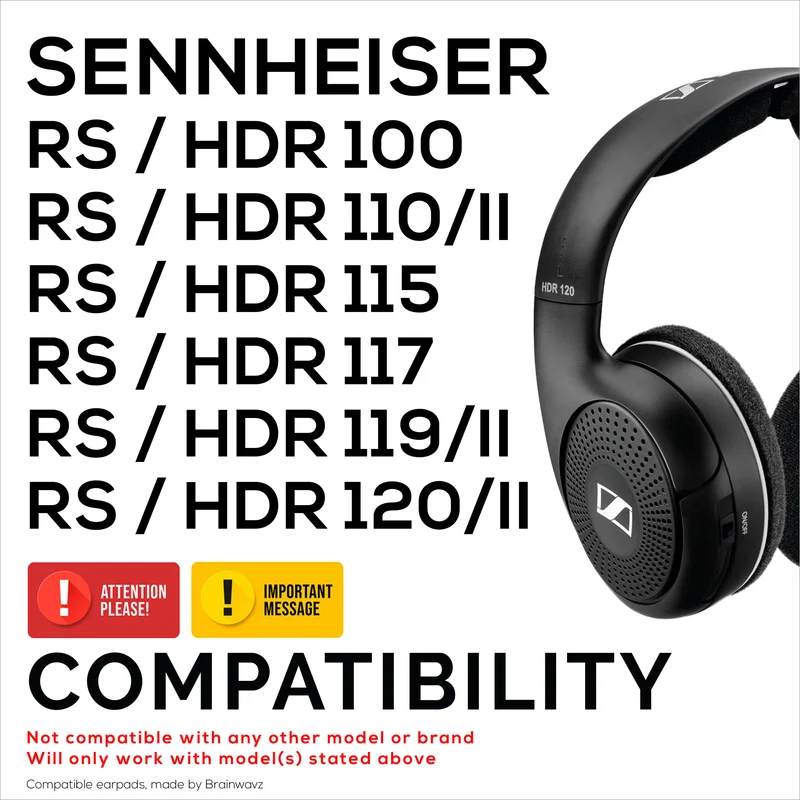 Mga Kapalit na Earpad para sa SENNHEISER RS120, RS110, RS115, RS117, RS119 Headphone - Soft PU Leather at Foam Ear Pad - HDR 120, HDR100, HDR110, HDR117, HDR119