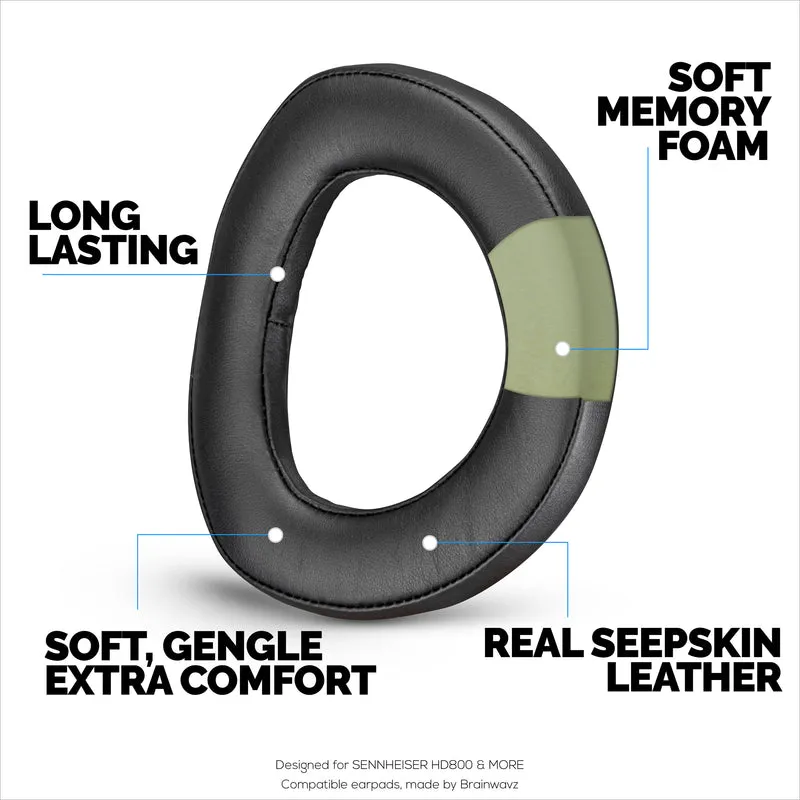 Cuscinetti in pelle di pecora per cuffie SENNHEISER HD800 e HD800S, alta qualità, morbida vera pelle e memory foam