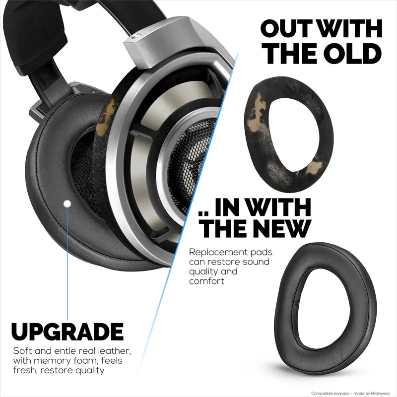 Cuscinetti in pelle di pecora per cuffie SENNHEISER HD800 e HD800S, alta qualità, morbida vera pelle e memory foam