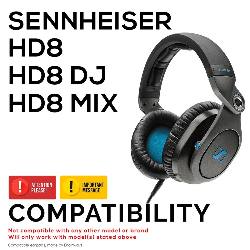 Cuscinetti di ricambio per cuffie Sennheiser HD8 / HD8 DJ / HD6 Mix - Morbida pelle PU e memory foam