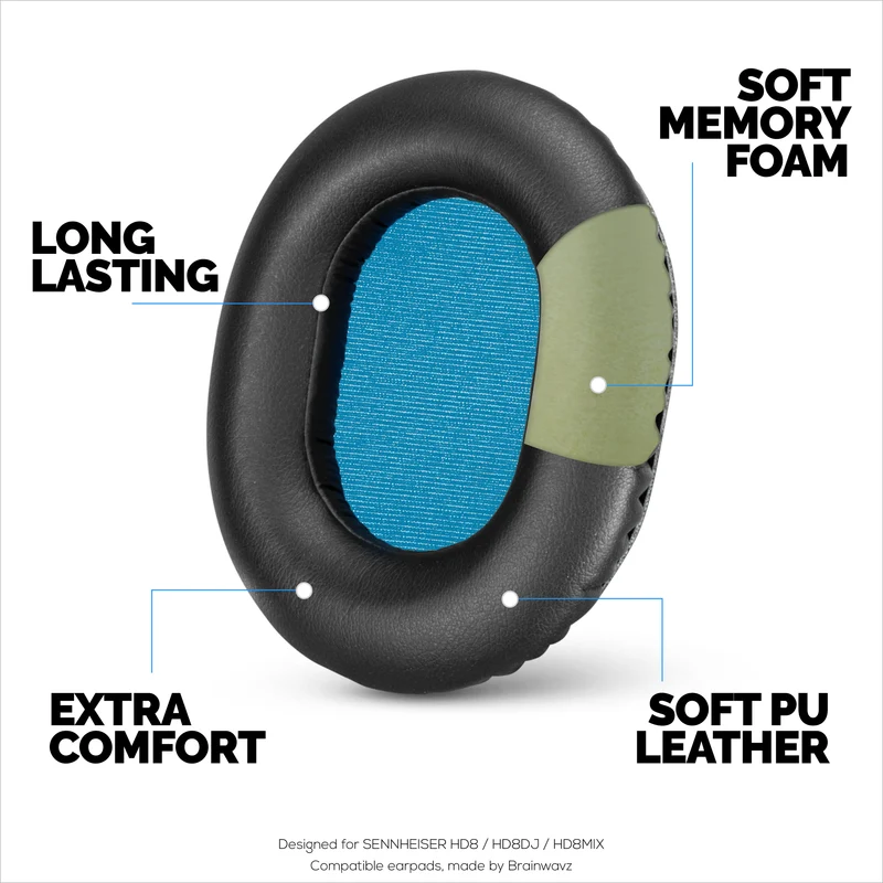 Cuscinetti di ricambio per cuffie Sennheiser HD8 / HD8 DJ / HD6 Mix - Morbida pelle PU e memory foam