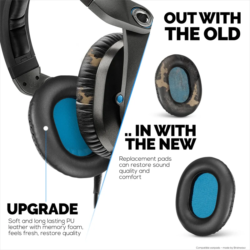 Cuscinetti di ricambio per cuffie Sennheiser HD8 / HD8 DJ / HD6 Mix - Morbida pelle PU e memory foam