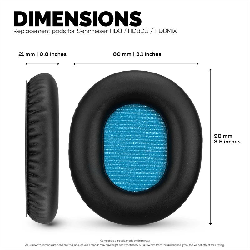 Cuscinetti di ricambio per cuffie Sennheiser HD8 / HD8 DJ / HD6 Mix - Morbida pelle PU e memory foam