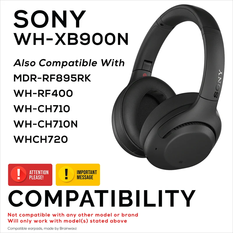 Cuscinetti di ricambio per cuffie SONY WH-XB900N: morbida pelle PU e memory foam