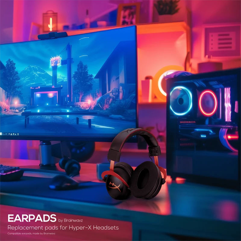 Cuscinetti auricolari ibridi per cuffie HyperX Cloud 1, 2/2 Wireless, Core, Flight/Flight S, Alpha/Alpha S e altro, tessuto morbido e traspirante, gel rinfrescante, comfort extra, resistenti e di lunga durata