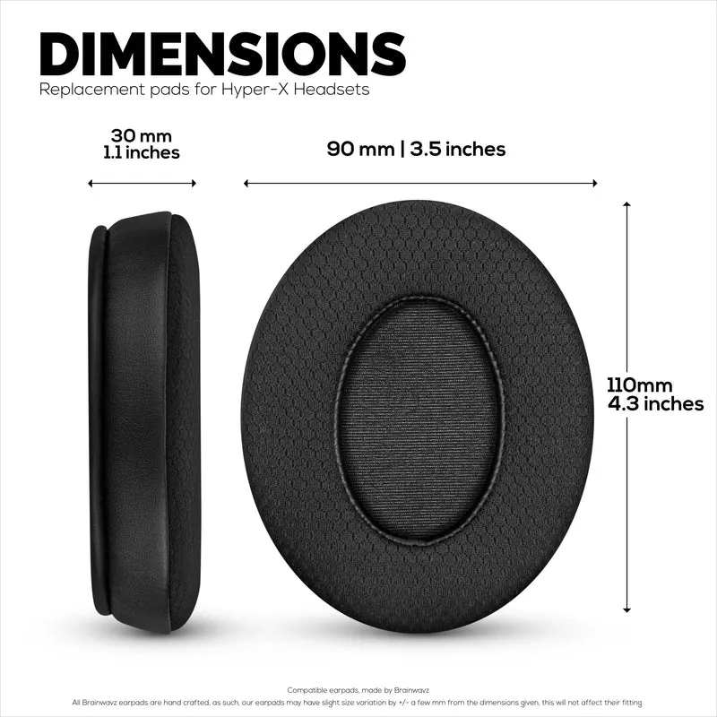 Cuscinetti auricolari ibridi per cuffie HyperX Cloud 1, 2/2 Wireless, Core, Flight/Flight S, Alpha/Alpha S e altro, tessuto morbido e traspirante, gel rinfrescante, comfort extra, resistenti e di lunga durata