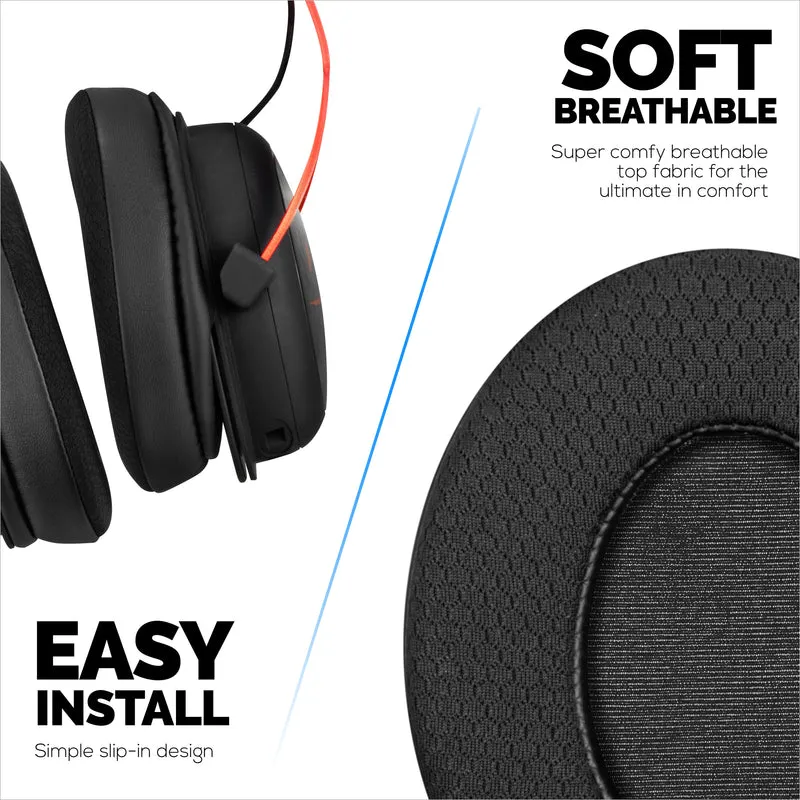 Cuscinetti auricolari ibridi per cuffie HyperX Cloud 1, 2/2 Wireless, Core, Flight/Flight S, Alpha/Alpha S e altro, tessuto morbido e traspirante, gel rinfrescante, comfort extra, resistenti e di lunga durata