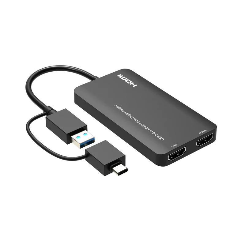 USB 3.0 (USB-A or USB-C) to Dual HDMI Video Graphics Adapter