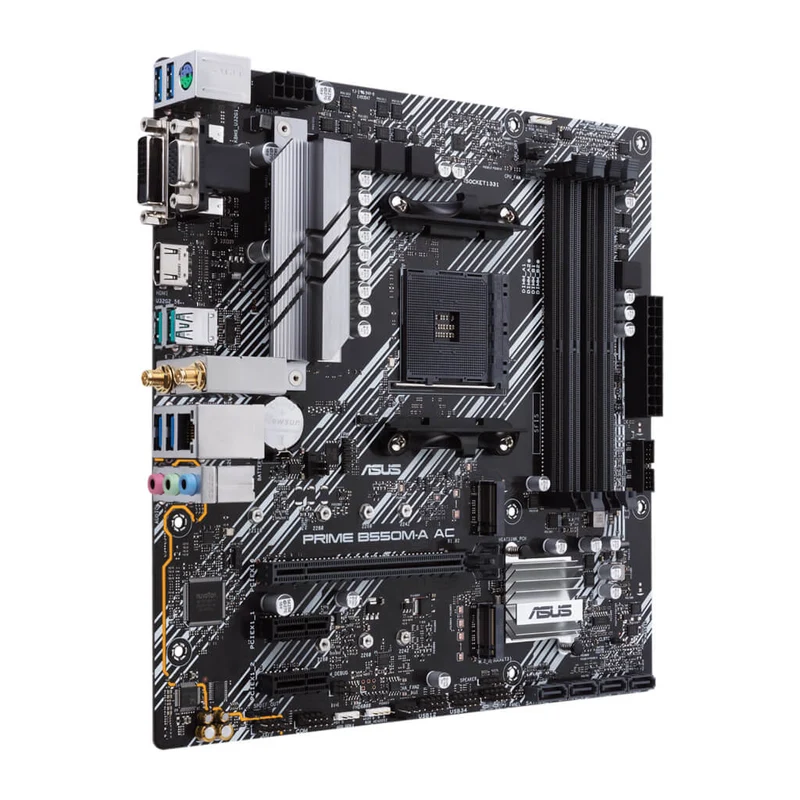 Asus Tarjeta Madre AMD AM4 mATX con PCIe 4.0, Prime B550M-A AC