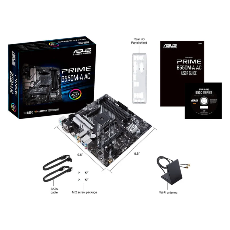 Asus Tarjeta Madre AMD AM4 mATX con PCIe 4.0, Prime B550M-A AC