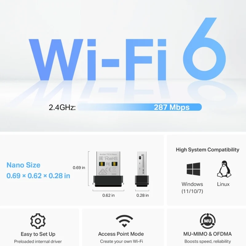 TP-Link Adaptador Nano USB Wifi 6 AX300