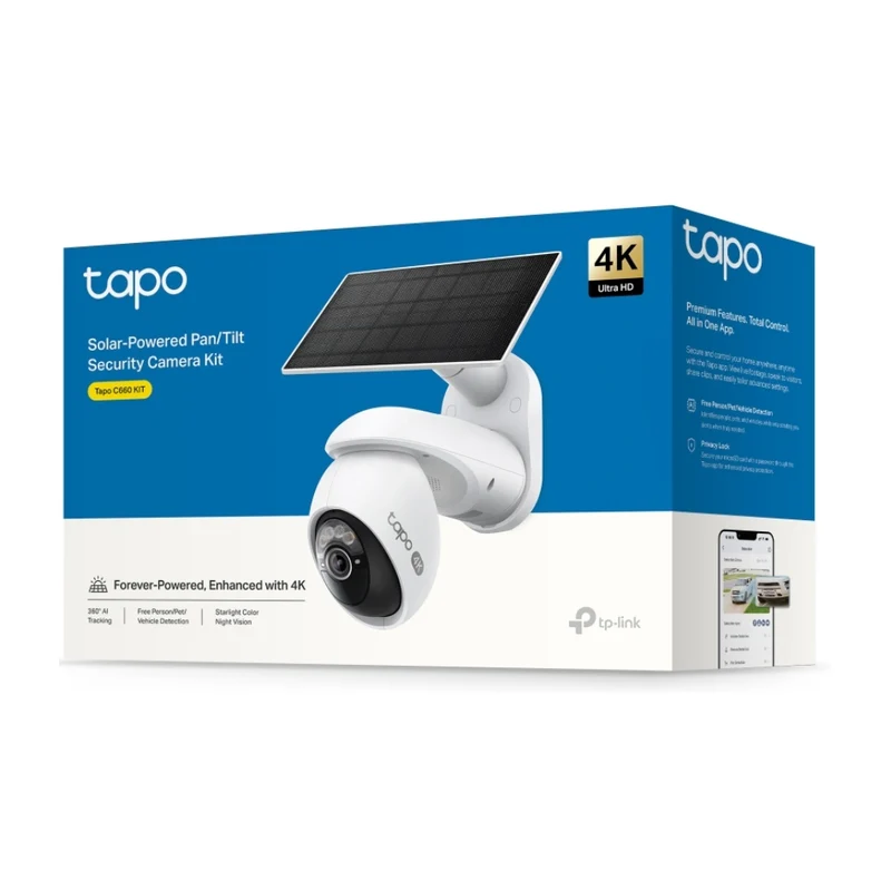 TP-Link Tapo Cámara de Seguridad Smart Wi-Fi 8 MP con Panel Solar, Tapo C660 KIT