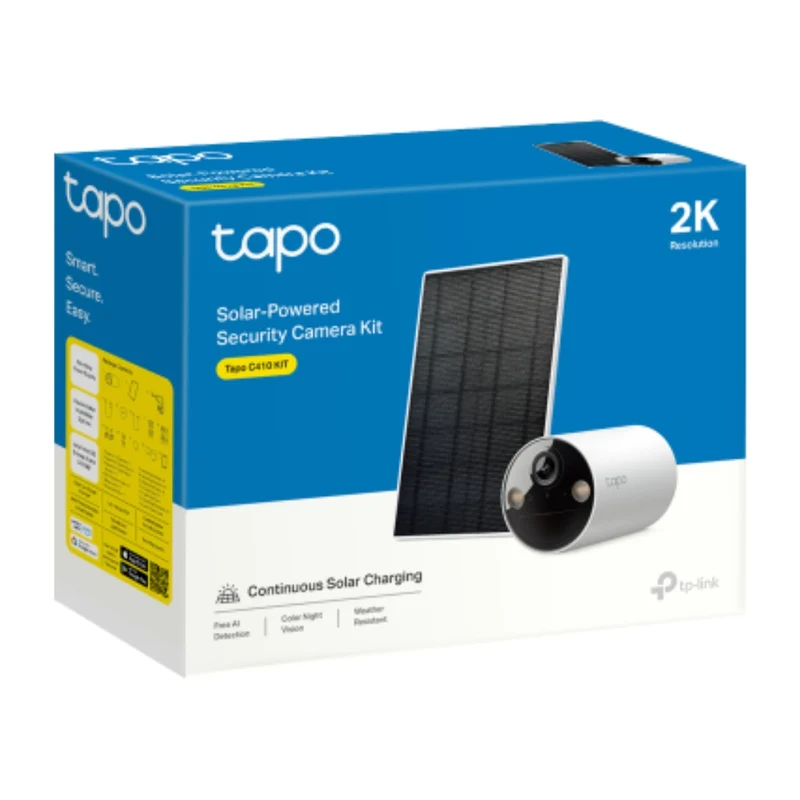 TP-Link Tapo Cámara de Seguridad Wi-Fi 3 MP con Panel Solar, Tapo C410 KIT