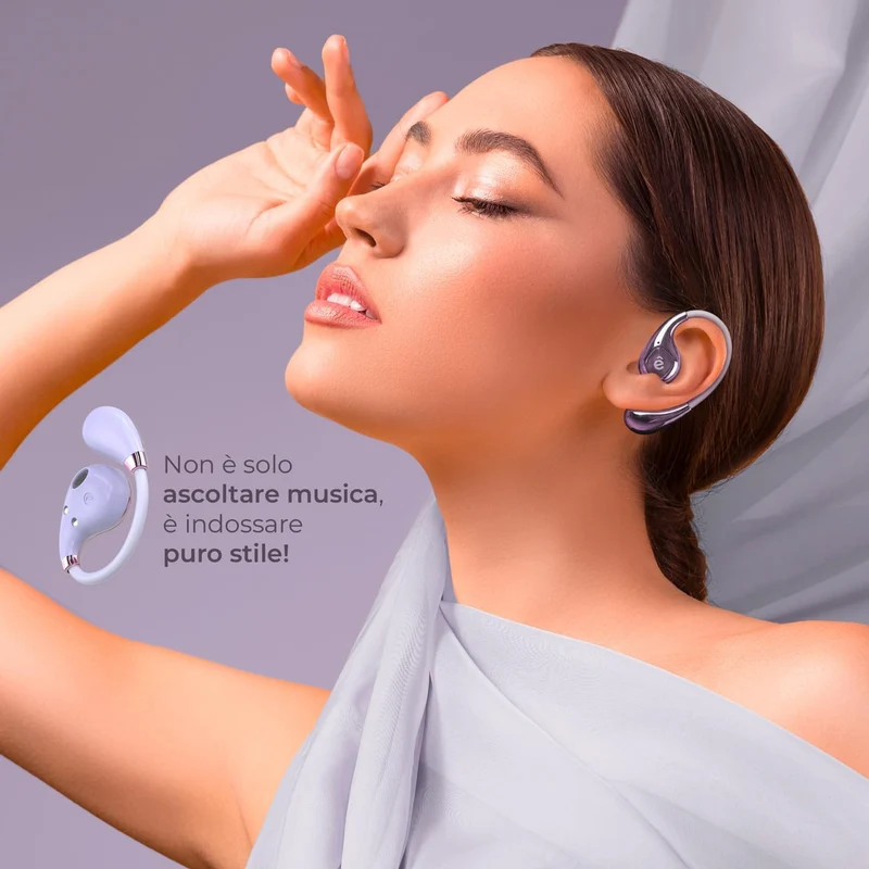 AURICOLARI BLUETOOTH CON CUSTODIA A BORSA - LILLA