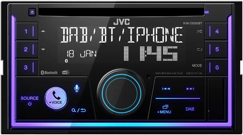 JVC KW-DB95BT Sintolettore CD 2DIN con Bluetooth e tuner DAB +