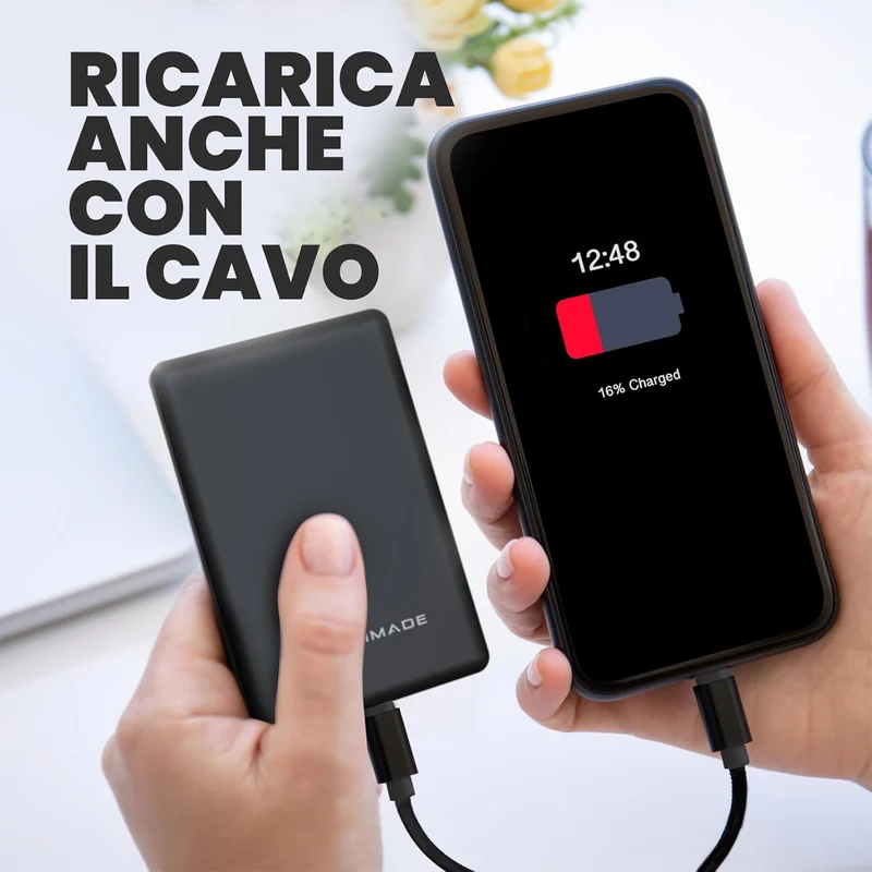 TECHMADE POWERBANK SLIM 15MM WIRELESS MAGNETICO 10000mah