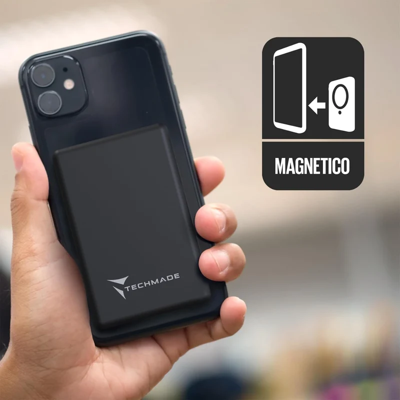 TECHMADE POWERBANK SLIM 15MM WIRELESS MAGNETICO 10000mah