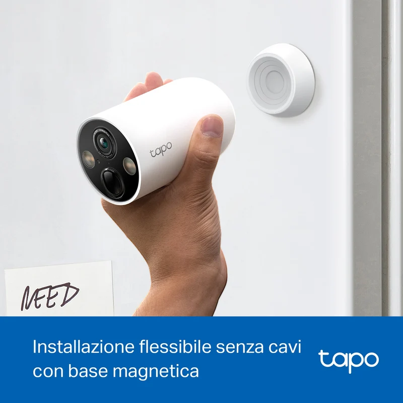 Tapo C425 Telecamera WiFi Esterno 2K 4MP Batteria, Base Magnetica