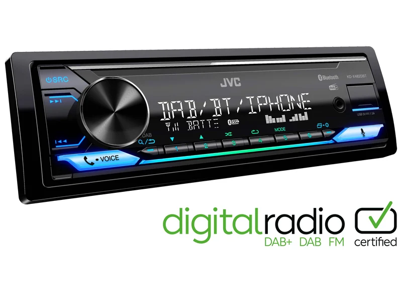 JVC KD-X482DBT Digital Media Receiver 1DIN con Bluetooth e tuner Digital DAB+. Compatibile con Amazon Alexa
