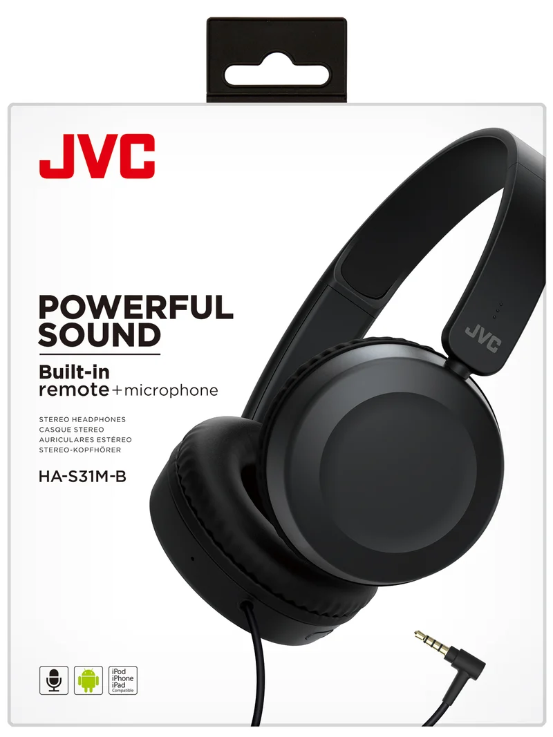 JVC HA-S31M Cuffie leggere pieghevoli con microfono e telecomando