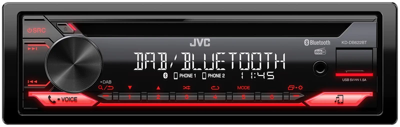 JVC KD-DB622BT Sintolettore CD 1DIN con Bluetooth e tuner digitale DAB+