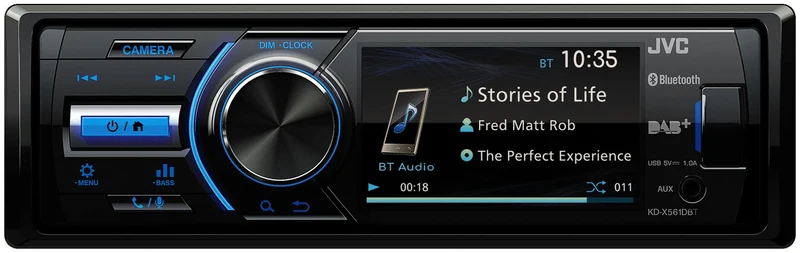 JVC KD-X561DBT Digital Media Receiver con monitor da 3" , tuner DAB+ integrato e interfaccia Bluetooth
