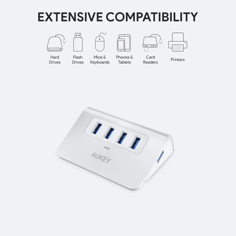 Hub 4 Porte USB AUKEY USB 3.0 - Argento