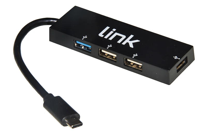 HUB CON 4 PORTE - 1 PORTA USB 3.0 E 3 PORTE USB 2.0 CON CONNETTORE TIPO C