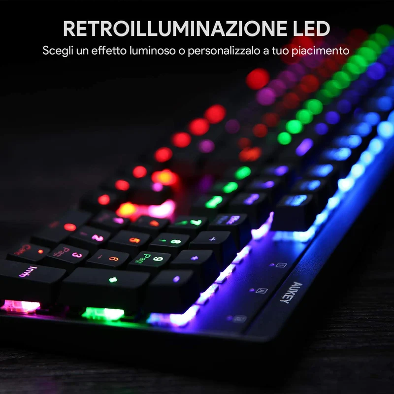 TASTIERA MECCANICA GAMING USB AUKEY - RETROILLUMINATA LED