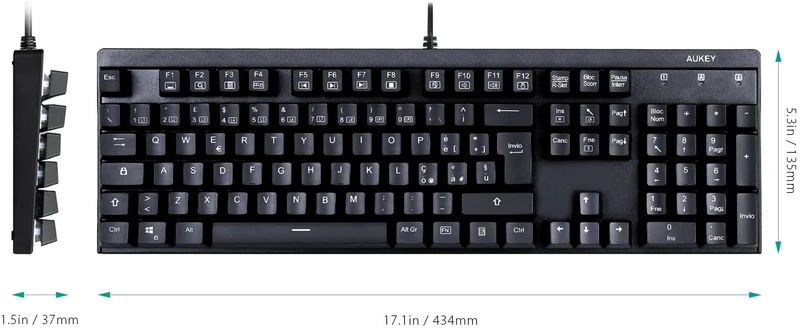TASTIERA MECCANICA GAMING USB AUKEY - RETROILLUMINATA LED