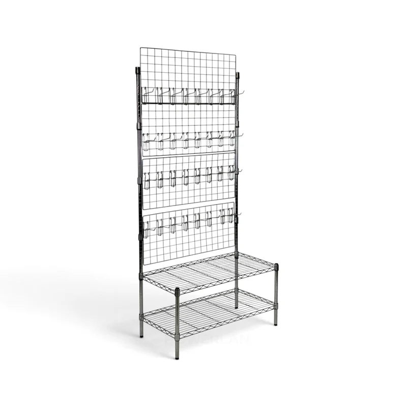Espositore Porta Blister Metallika H 182cm – 2 Ripiani 45x90 - 32 ganci