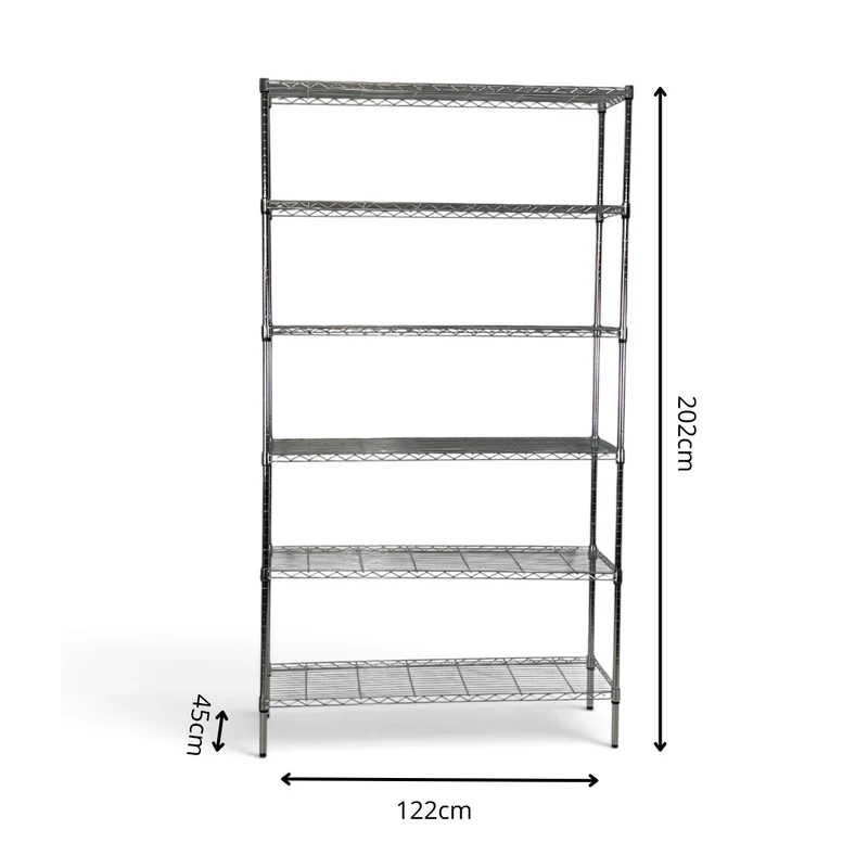 Scaffale Metallika H 202cm – 6 Ripiani 122×45 cm