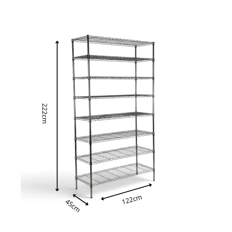 Scaffale Metallika H 222cm – 8 Ripiani 122×45 cm